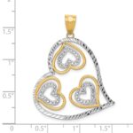 14K and White Rhodium Polished Hearts Inside Heart Pendant - Image 4