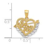 14k and White Rhodium I LOVE YOU Heart and Arrow Pendant - Image 4