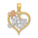 14k Two-tone with White Rhodium MOM with Butterfly Heart Pendant