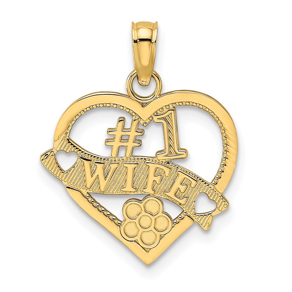 K2687.jpg 14k #1 WIFE Heart Charm - Image 1