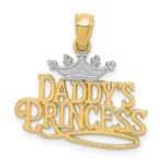 14k and White Rhodium DADDYS PRINCESS with Crown Pendant