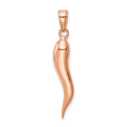 14k Rose Gold Large 3-D Italian Horn Pendant