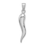 14k White Gold Large 3-D Italian Horn Pendant - Image 3