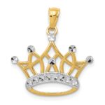 14k and White Rhodium Crown Pendant