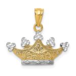 14k and White Rhodium Crown Pendant