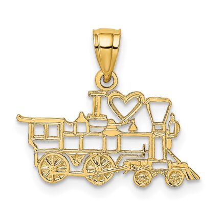 14k I HEART Train Engine Charm