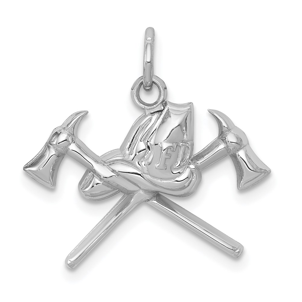 K2831.jpg 14k White Gold Fire Department Insignia Charm - Image 1