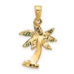 14k Enameled Palm Tree Pendant - Image 3
