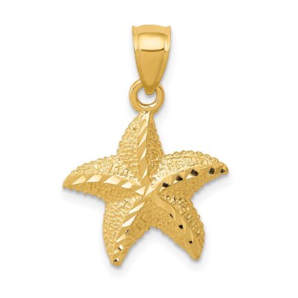 14K Diamond-cut Starfish Pendant