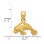 14K Satin Diamond-cut Manatee Pendant - Image 3