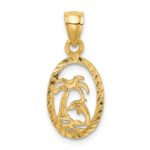 14K Dolphin and Palm Tree Pendant - Image 3