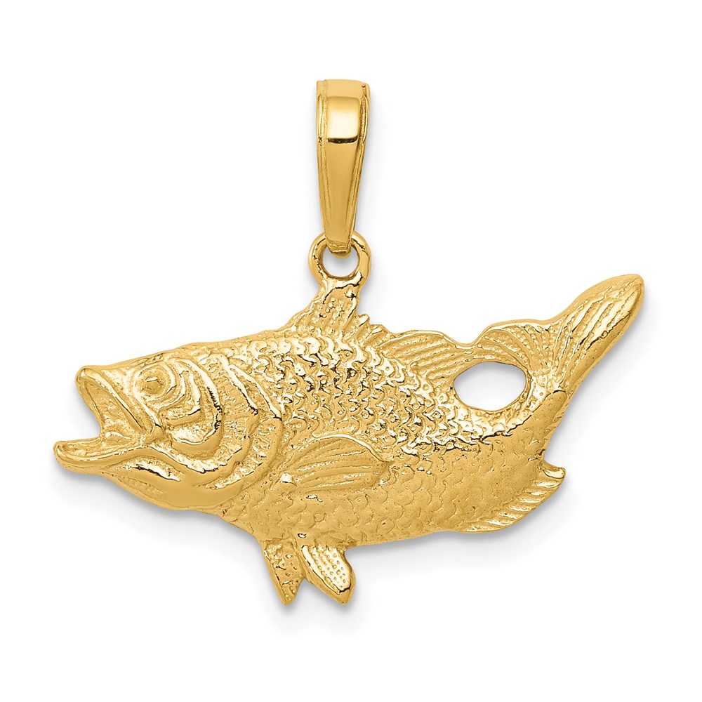 K3044.jpg 14k Open Mouthed Bass Fish Pendant - Image 1