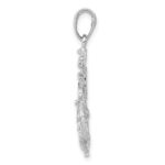 14K White Gold Medium Anchor with Rope and Ships Wheel Pendant - Image 2