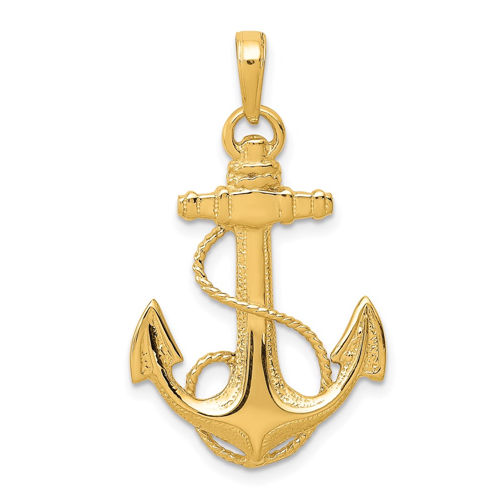 K3082.jpg 14k Anchor with Rope Pendant - Image 1