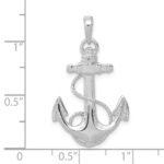 14K White Gold Anchor with Rope Pendant - Image 4