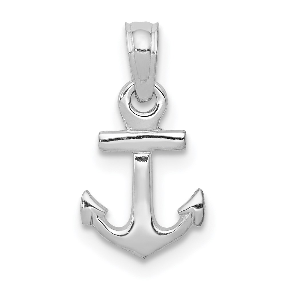 K3087W.jpg 14k White Gold Mini Anchor Pendant - Image 1