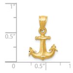 14K Satin Diamond-cut Anchor Pendant - Image 4