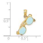 14k 3-D Aqua Enameled Sunglasses with Moveable Sides Pendant - Image 4