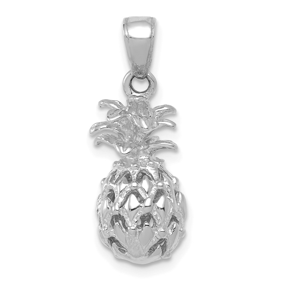 K3146W.jpg 14K White Gold 3-D Cut-out Pineapple Pendant - Image 1