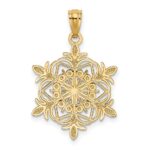 14k and White Rhodium Diamond-cut Snowflake Pendant - Image 3