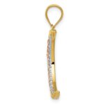 14K Two-tone with White Rhodium Diamond-cut Moon Pendant - Image 2