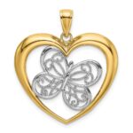 14k and White Rhodium Butterfly in Heart Charm