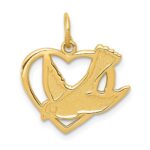 14k Dove in Heart Charm