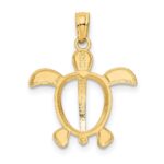 14K and White Rhodium Sea Turtle Pendant - Image 3
