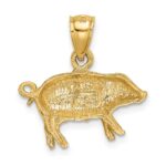 14K Satin Diamond-cut Pig Pendant - Image 3