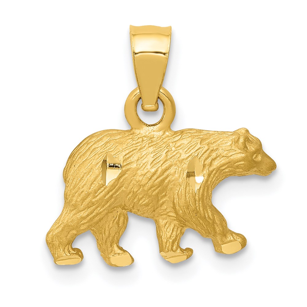K3320.jpg 14K Satin Diamond-cut Bear Pendant - Image 1