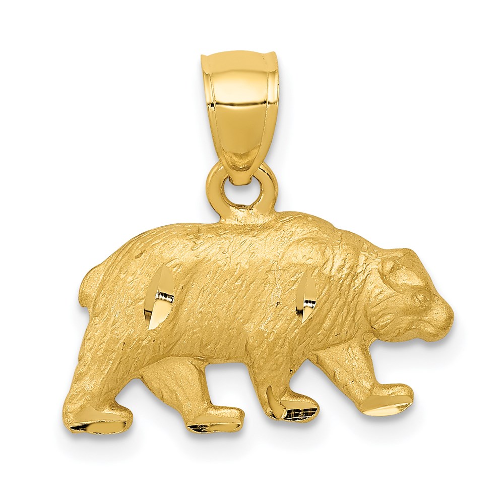 K3321.jpg 14K Satin Diamond-cut Bear Pendant - Image 1