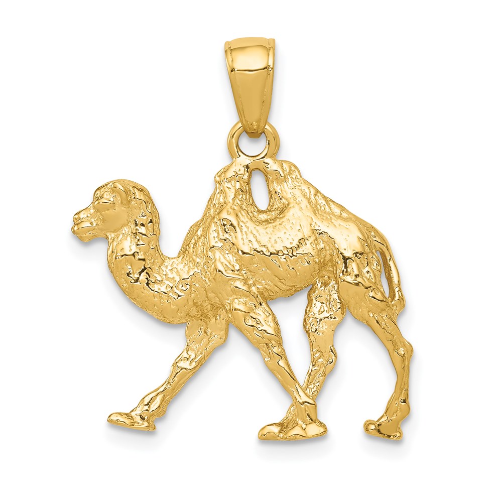 K3322.jpg 14k 3-D 2-Hump Camel Pendant - Image 1