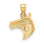 14K Satin Diamond-cut Horse Head Pendant - Image 3