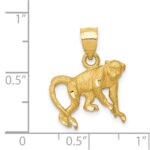 14K Satin Diamond-cut Monkey Pendant - Image 4