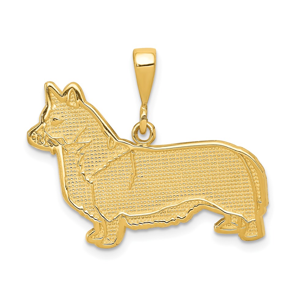 K3356.jpg 14k Textured Welsh Corgi Dog Pendant - Image 1
