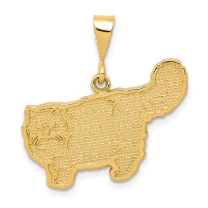 14k Textured Persian Cat Pendant