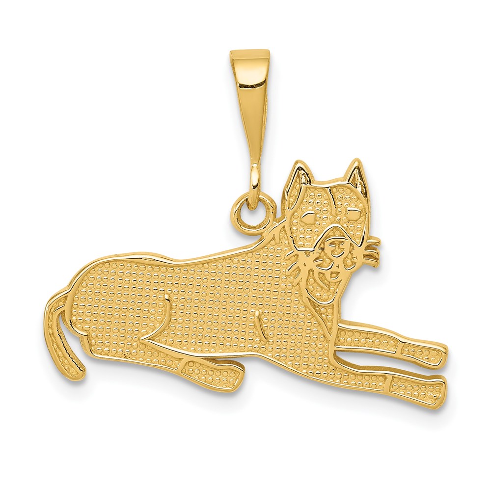 K3394.jpg 14k Textured Pit Bull Dog Pendant - Image 1