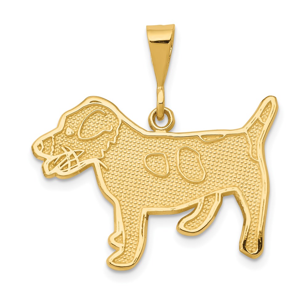 K3399.jpg 14k Textured Jack Russell Terrier Dog Pendant - Image 1