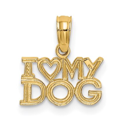 14k I HEART MY DOG Charm