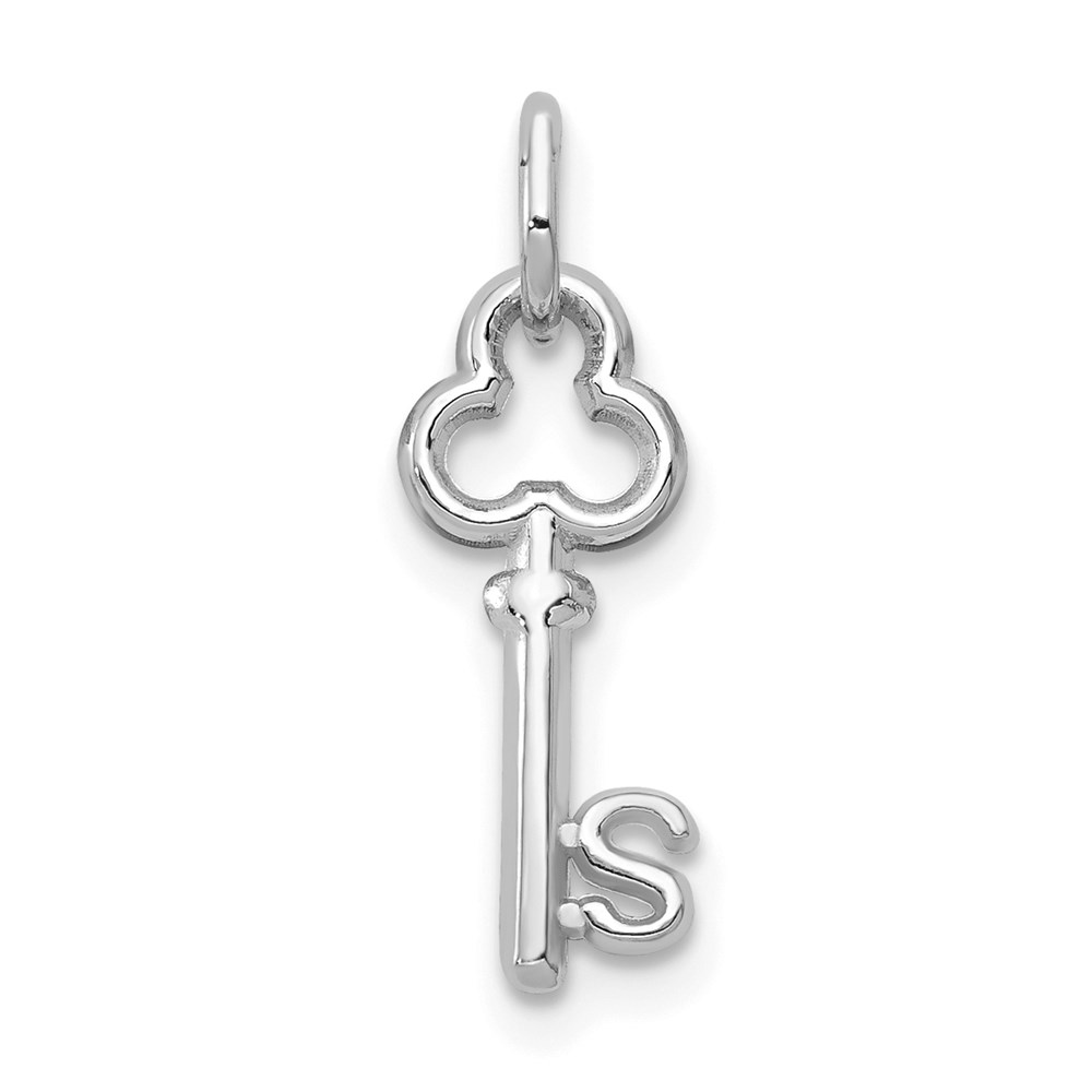 K3434S.jpg 14K White Gold Key Letter S Initial Charm - Image 1