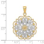 14K and White Rhodium Filigree Hearts with Scalloped Edge Pendant - Image 3