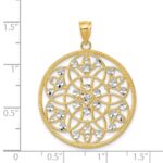 14K and White Rhodium Diamond-cut Circle Pendant - Image 4