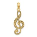 14K Textured Treble Clef Charm
