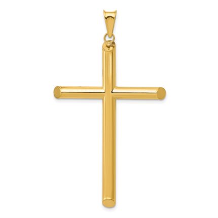 14k Large 3-D Polished Hollow Cross Pendant