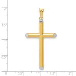 14k and White Rhodium 3-D Hollow Cross Pendant - Image 3