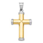 14K Two-Tone and White Rhodium Diamond-cut Reversible Cross Pendant - Image 4