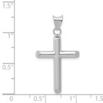 14k White Gold Polished Hollow Cross Pendant - Image 4