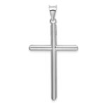 14k White Gold Large Polished Hollow Cross Pendant - Image 3