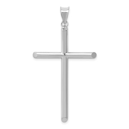 14k White Gold Large Polished Hollow Cross Pendant