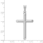 14k White Gold Polished Hollow Cross Pendant - Image 4
